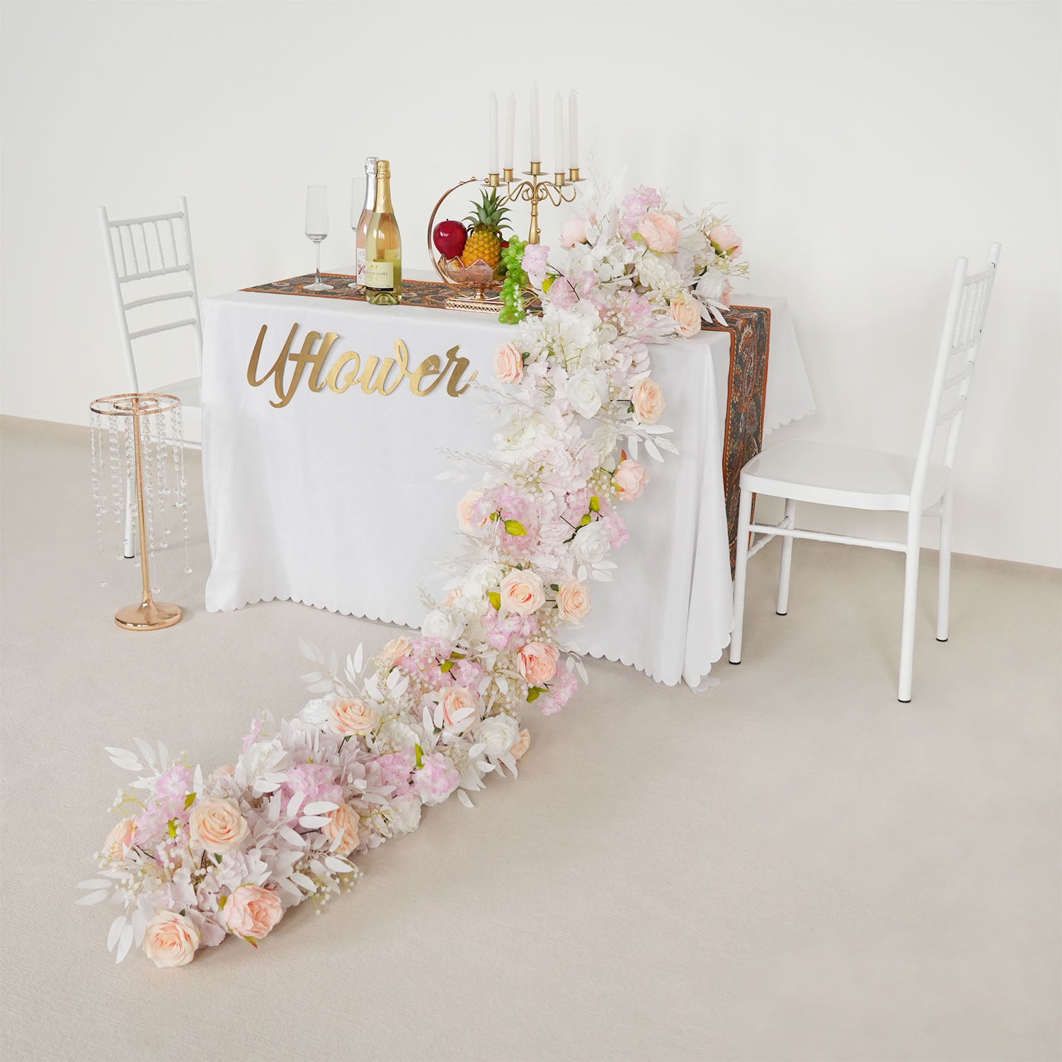Uflower Artificial Flower Row Sofa Table Runner Floor Flower Arrangement